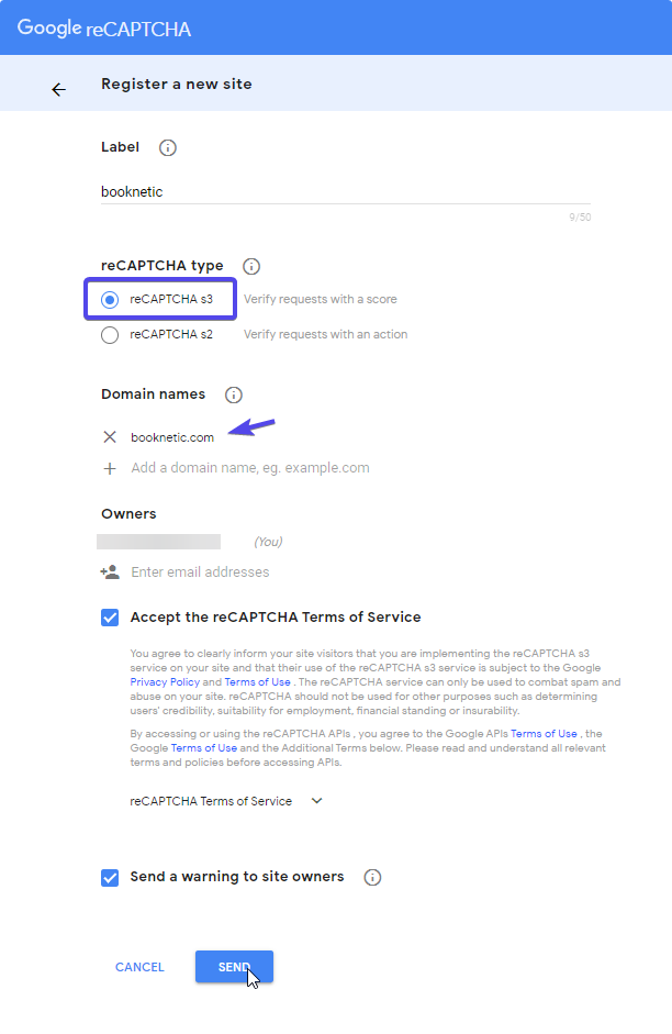 Google ReCaptcha API keys